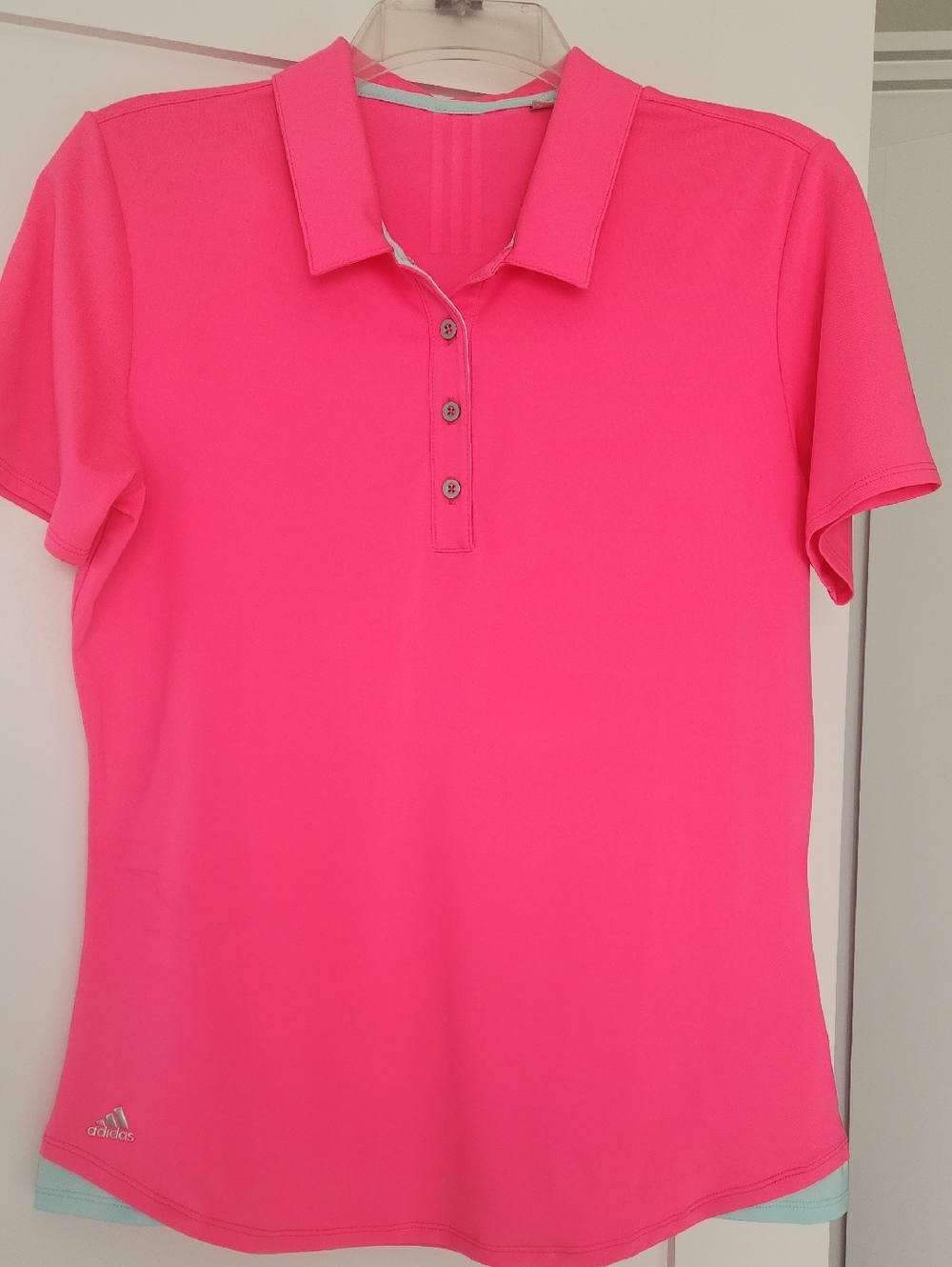 Adidas Women's Neon Pink Short-Sleeve Polo Size Medium